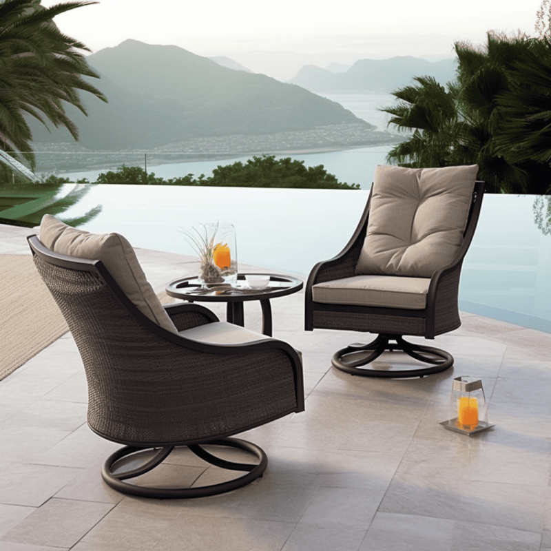 caring for sling patio furniture by a pool